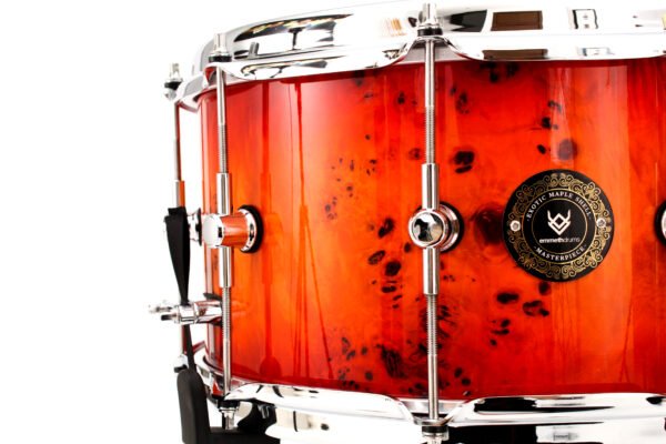 Tarola Emmeth Masterpiece SPECIAL Mappa Burl Orange/Red Red 14"x7" - Imagen 4