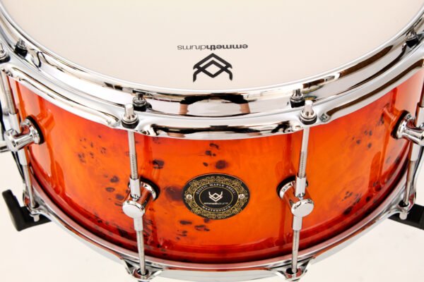 Tarola Emmeth Masterpiece SPECIAL Mappa Burl Orange/Red Red 14"x7" - Imagen 3